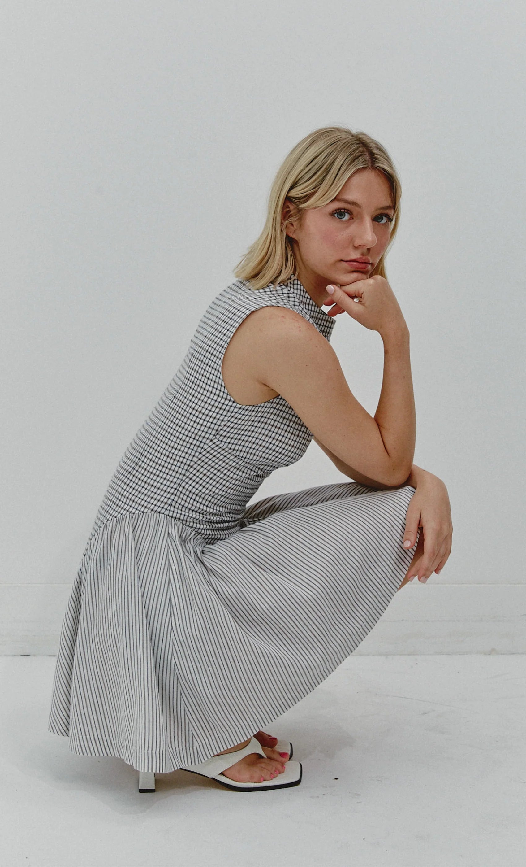 Check High Neck Mini Dress By Another Girl
