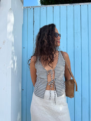 Chocolate Gingham Vest