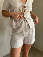 Gretchen Cuffed Linen Shorts