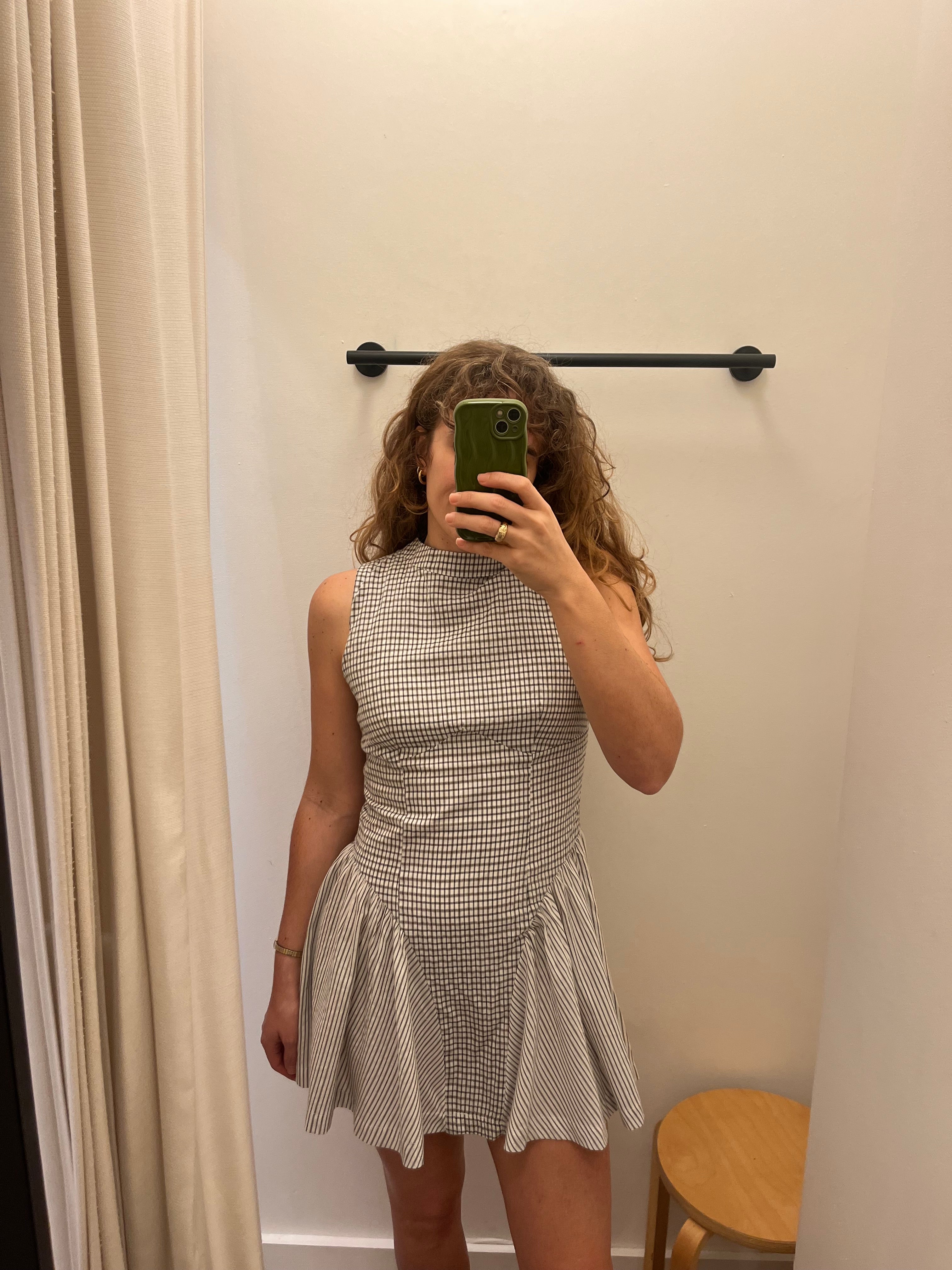Check High Neck Mini Dress By Another Girl