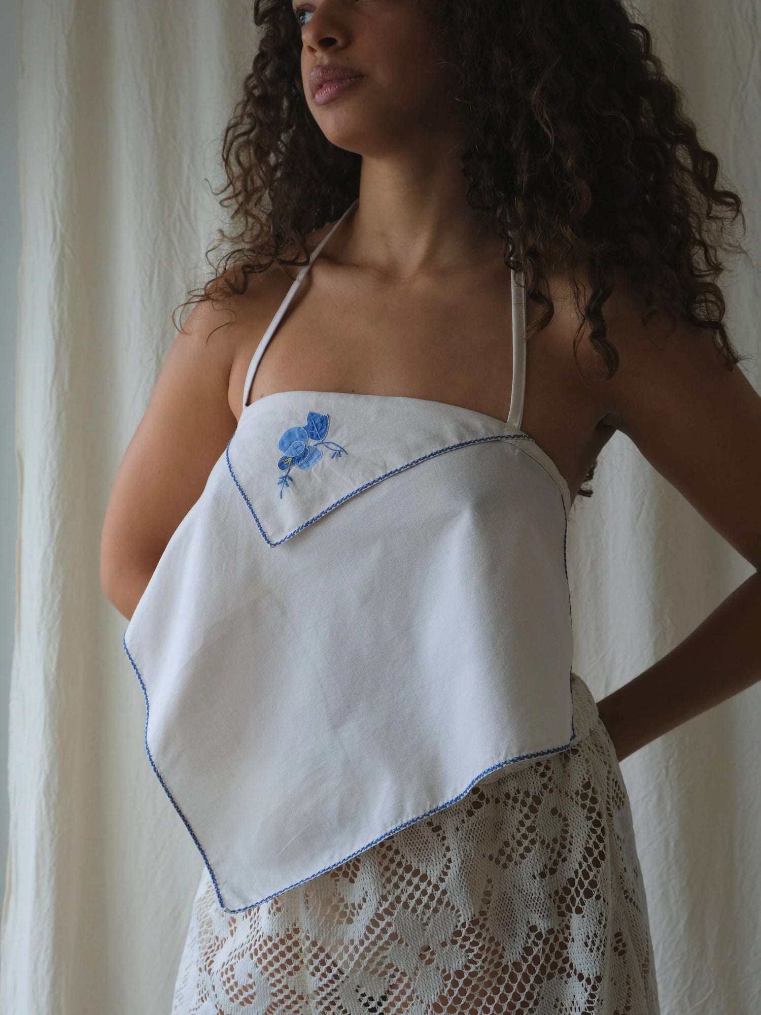 Blue Flower Chiqui Serviette Top by Aida Studio