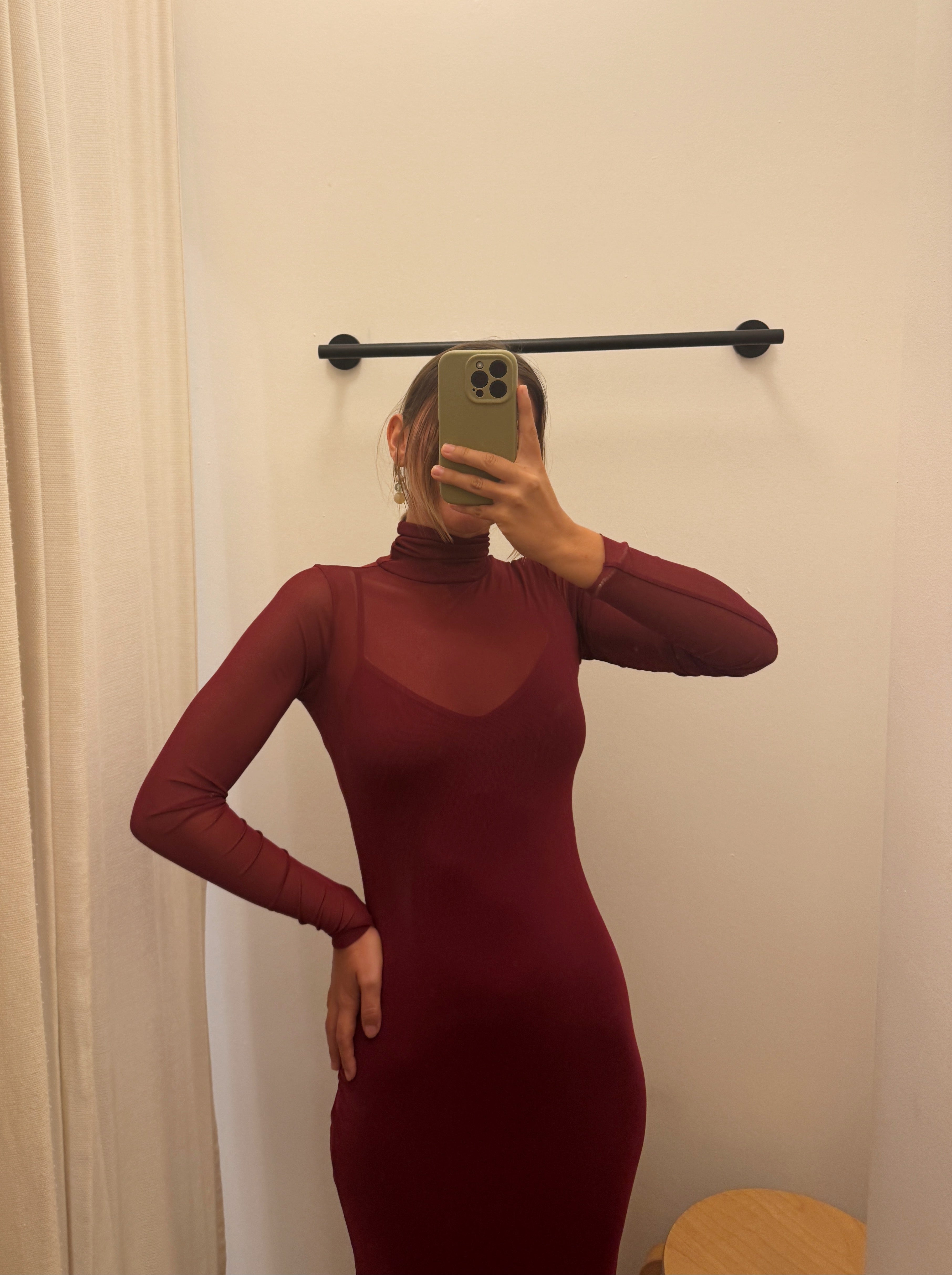 Burgandy Mesh Dress