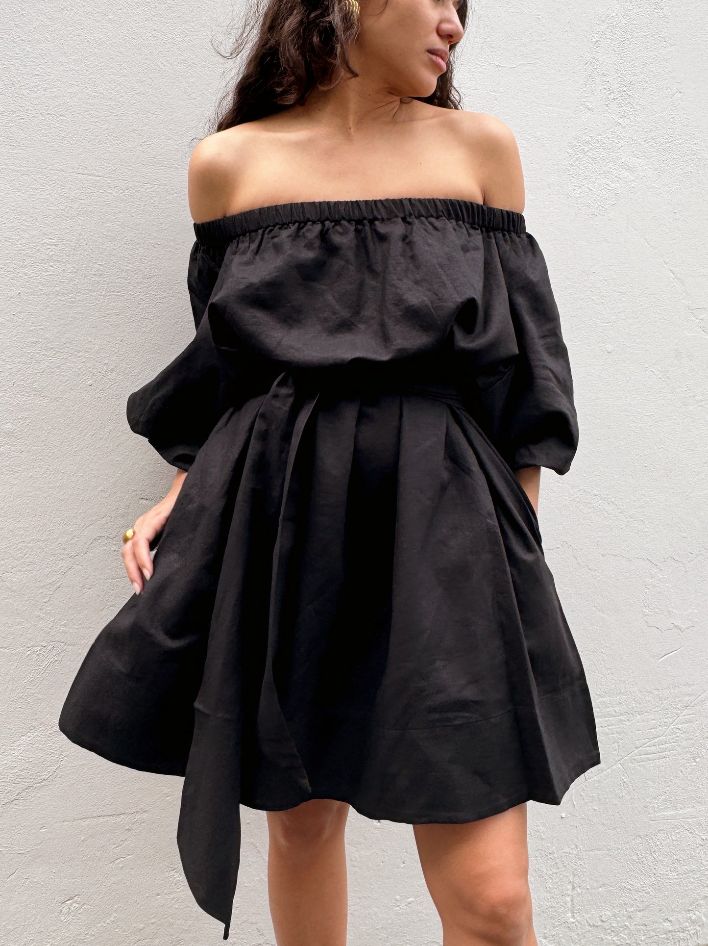 Linen Black Dress