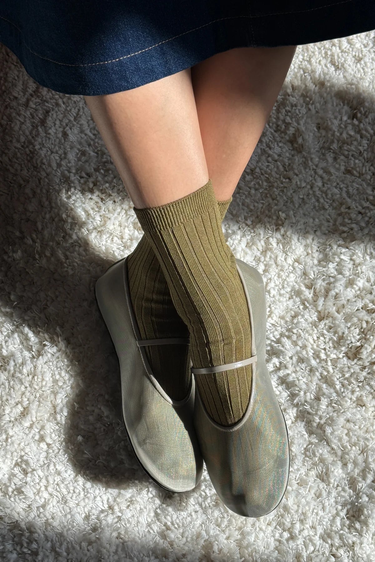 Her Socks in Pesto by Le Bon Shoppe