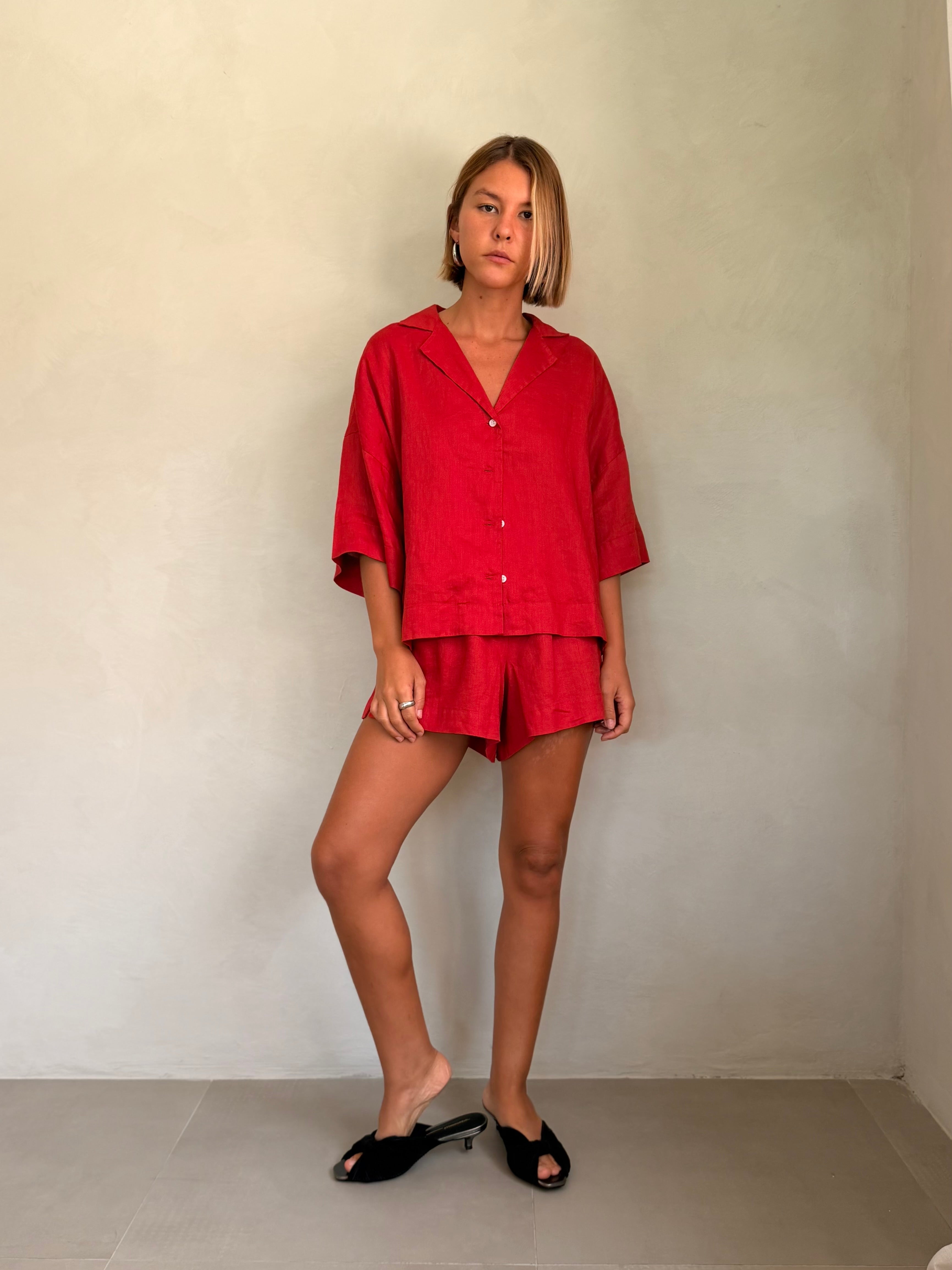 Vermilion Linen Top by Nude Lucy