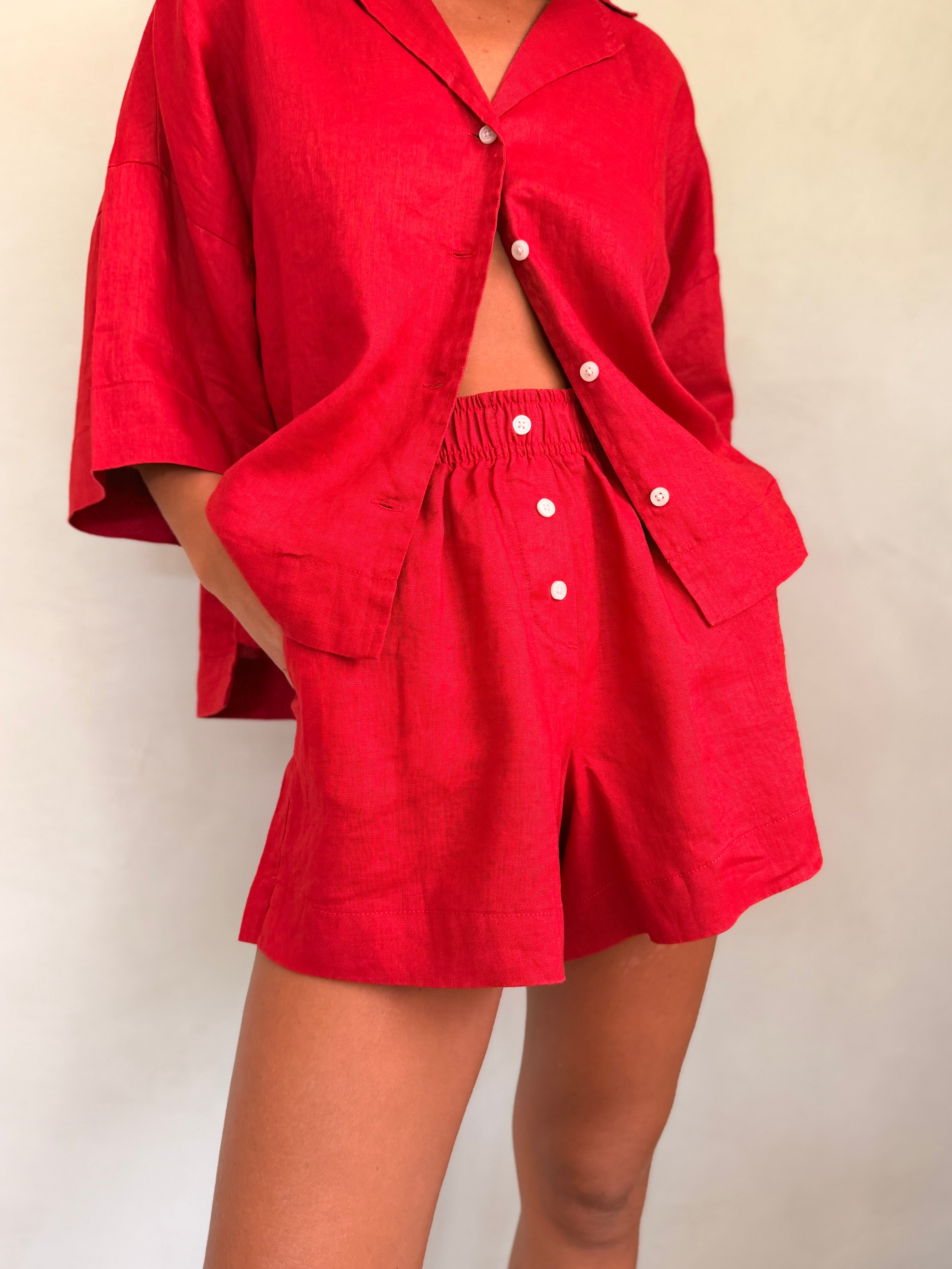 Vermilion Linen Top by Nude Lucy