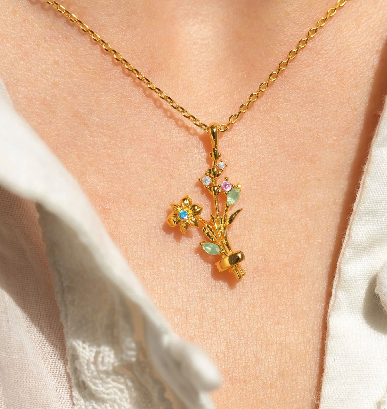 Birth Month Flower Necklace Base by GC