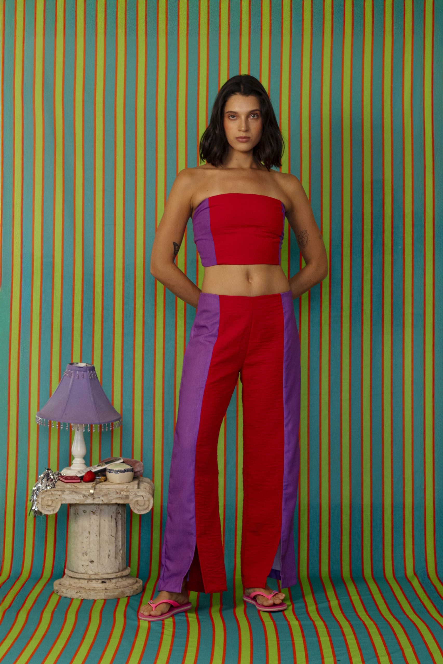 Purple on Red Pant by Fenáreta